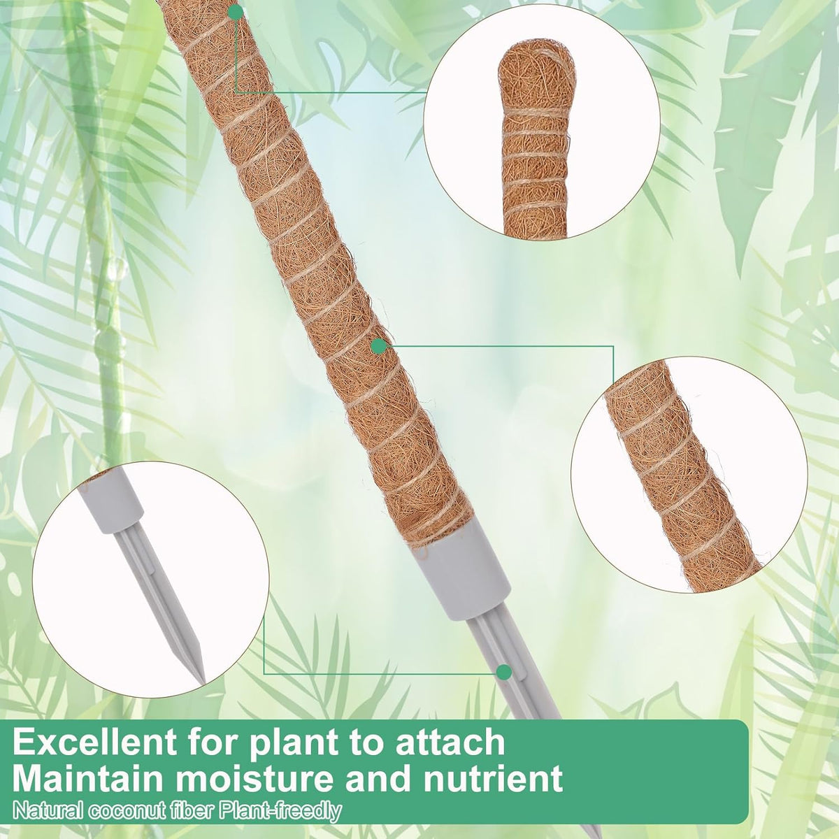 2 Pack Moss Pole, 40 Inch Monstera Plant Support, Moss Poles for Climbing Plants Indoor DIY, Coco