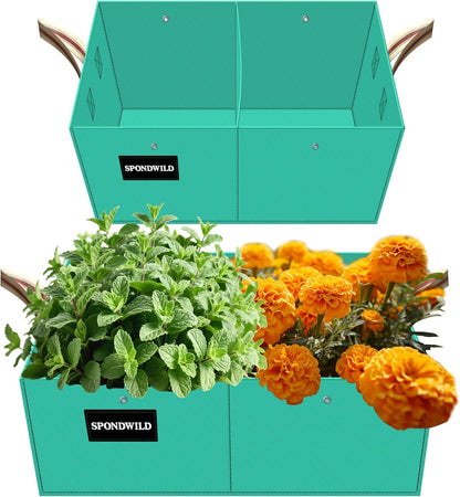 2 Pcs 6 Gallon Rectangle Grow Bags for Growing Potatoes, PE Pots Potato Pots Growing Containers