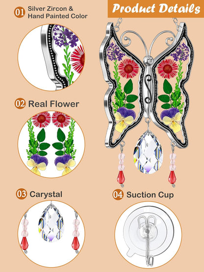 KY&BOSAM Butterfly Suncatcher Mom Gifts Stained Glass Suncatchers for Windows Hangings Wind Chime
