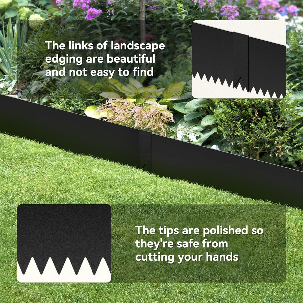 Landscape Edging Kit - 40" L x 6" H Each (20ft Total) Galvanized Bendable Metal Garden Edging for