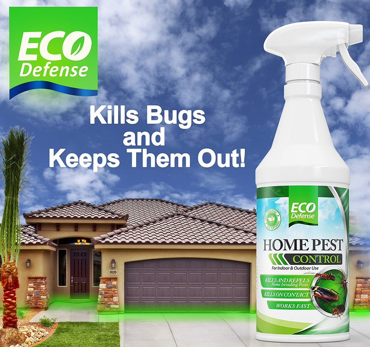 Eco Defense Biobased Pest Control Spray - Ant, Roach, Spider, Bug Killer and Repellent - Natural