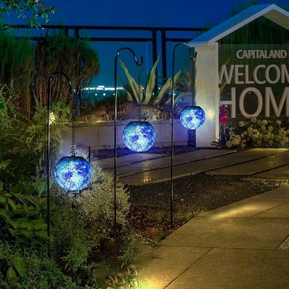VCUTEKA Solar Lanterns Outdoor Waterproof - Hanging Solar Lights Garden LED Lanterns Mosaic Glass