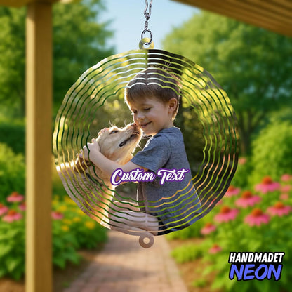 Personalized Dog Memorial with Photo Wind Spinner Metal Outdoor Art, Custom Picture Colorful 3D