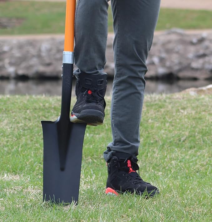 Ashman Drain Spade Shovel (1 Pack) - 48 Inches Long Handle Spade with D Handle Grip - Durable