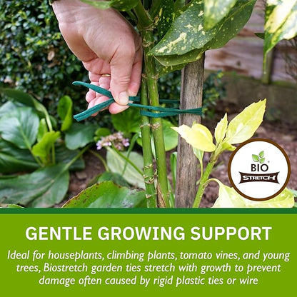 Soft Garden Plant Ties for Indoor & Outdoor Plants - Strong & Stretchy Cut-to-Length Plant Tape for