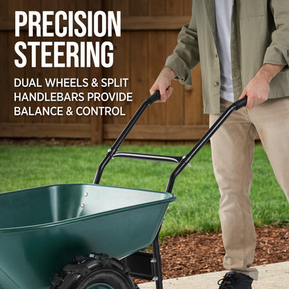 Best Choice Products Dual-Wheel Wheelbarrow Garden Cart - 500 lb Capacity, Extra-Large Wheels