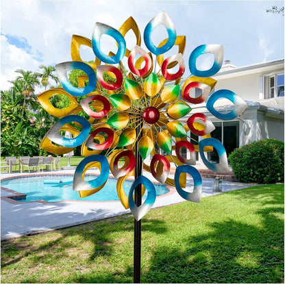 Yard Garden Wind Spinners with Stake - Large Outdoor Metal Wind Spinners, Lawn Yard Art Garden