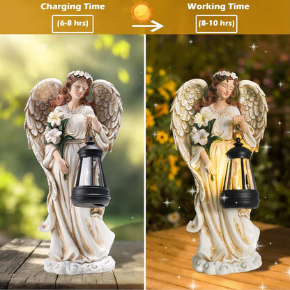 Solar Angel Outdoor Decor Garden Statues – 13.2 inches Angel Figurines Outdoor Sculptures with