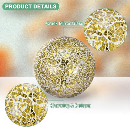 Decorative Ball for Bowls, 4 Inch Mosaic Glass Balls Decorative Glass Orbs for Home Decor/Dining