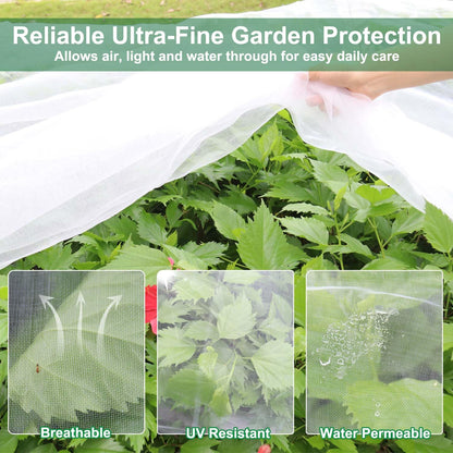 KLEWEE Garden Netting Kit for Raised Beds, 10x33ft Ultra Fine Mesh Netting