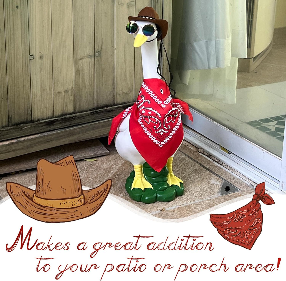 Porch Goose Statues with Outfits, 20 "Large Goose Porch Figurine Decor, Funny Porch Goose