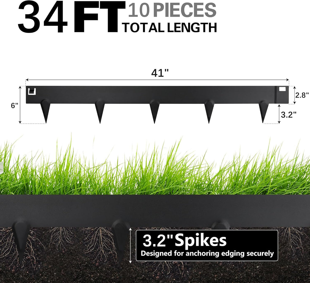 Worth Garden 10-Pack (34Ft Total) Galvanized Steel Landscape Lawn Edging - 6 in. H Bendable Metal