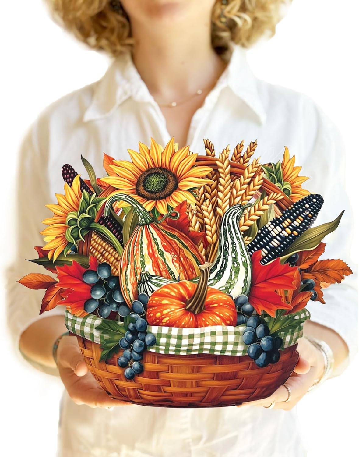 Freshcut Paper Pop Up Cards, Golden Harvest, 12 Inch Life Sized Forever Flower Bouquet 3D Popup