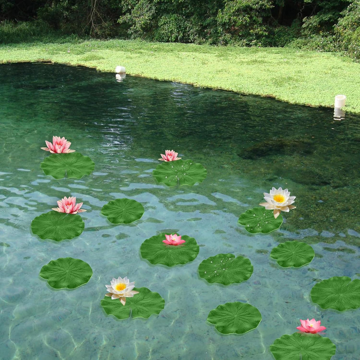 6Pcs Fake Lily Pads, 3 Sizes Floating Artificial Lily Pads Decorations, Realistic Pond Plants Decor