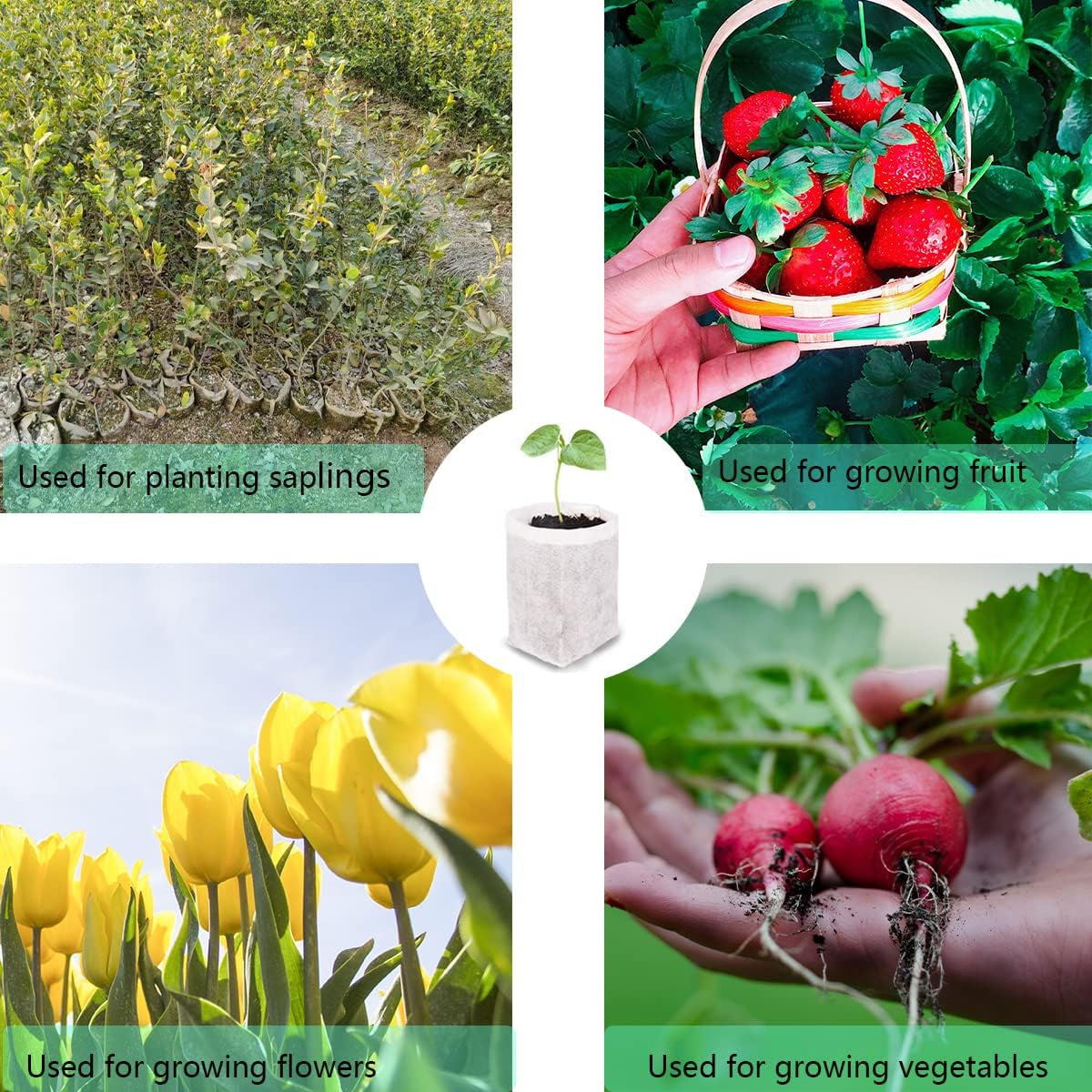 gardtree Plant Nursery Bags 5.5 * 6.3 inches 200PCS, Non-Woven Biodegradable Plant Grow Bags Fabric