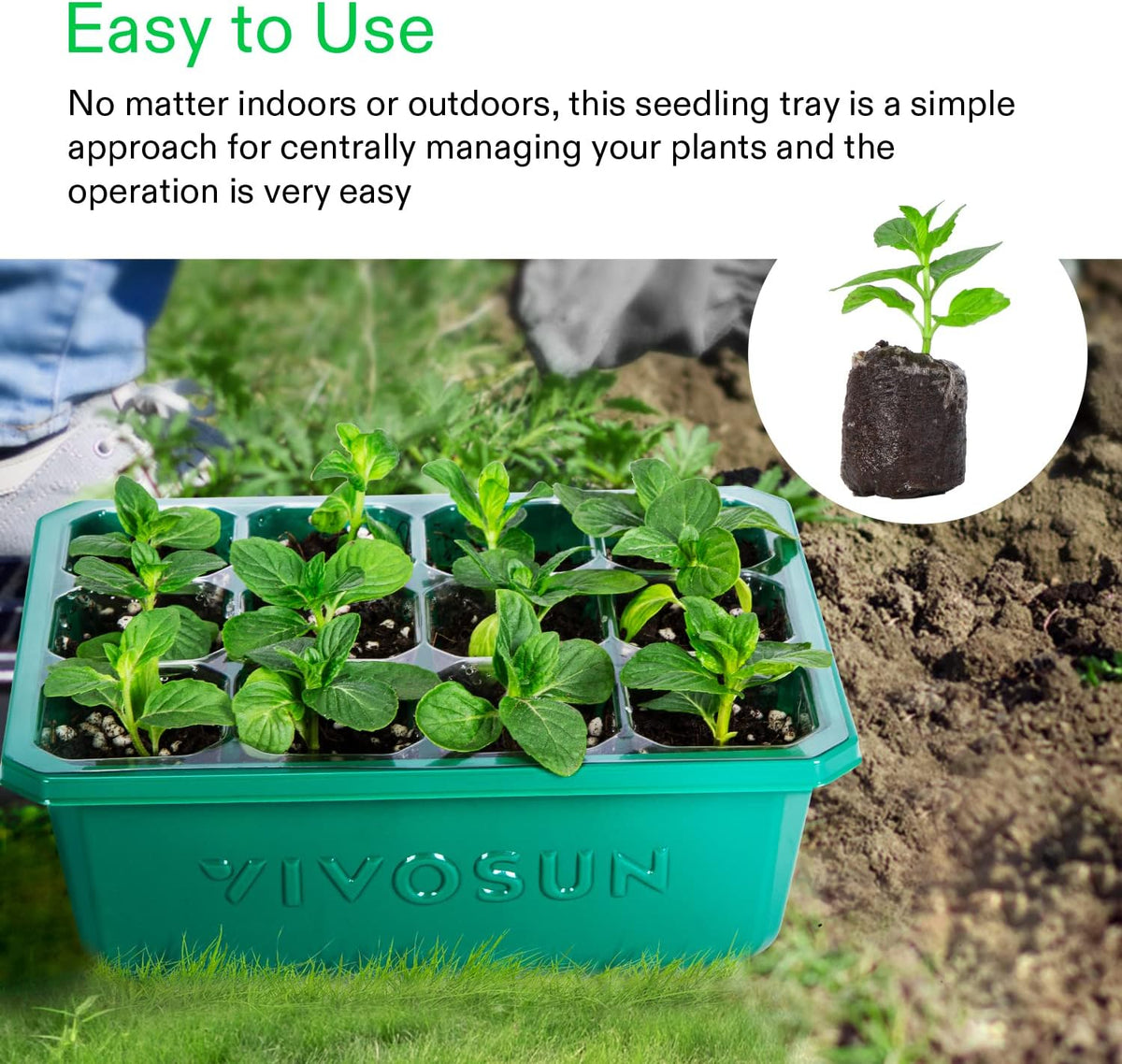 VIVOSUN 6-Pack Seed Starter Trays, 72-Cell Seed Starter Kit with Humidity Dome, Flat Reusable Plant
