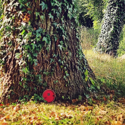 Red Fairy Garden Door,Tree Fairy Doors Decoration for Trees Outdoor and Tree Trunk,DIY Mini Garden