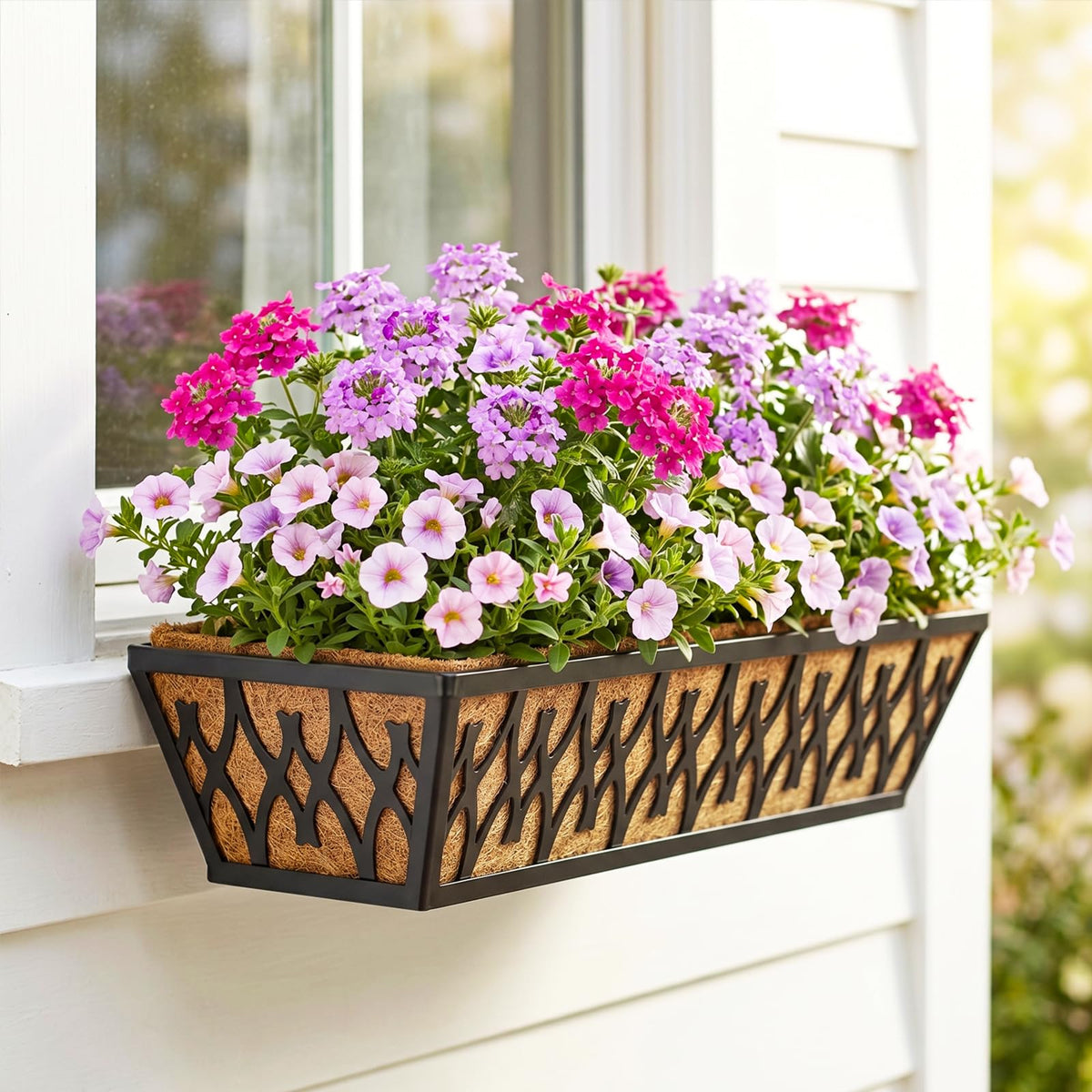 4 Pack 24 Inch Window Boxes Planters for Outdoor Plants Railing Planter Box with Adjustable