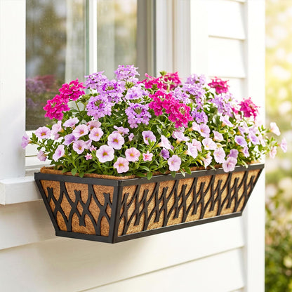 4 Pack 24 Inch Window Boxes Planters for Outdoor Plants Railing Planter Box with Adjustable