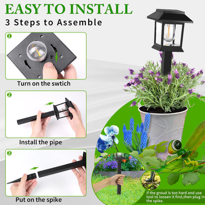 Greluna Solar Lights Outdoor,12 Pack 3000K Waterproof Auto On/Off Solar Pathway Lights for Your