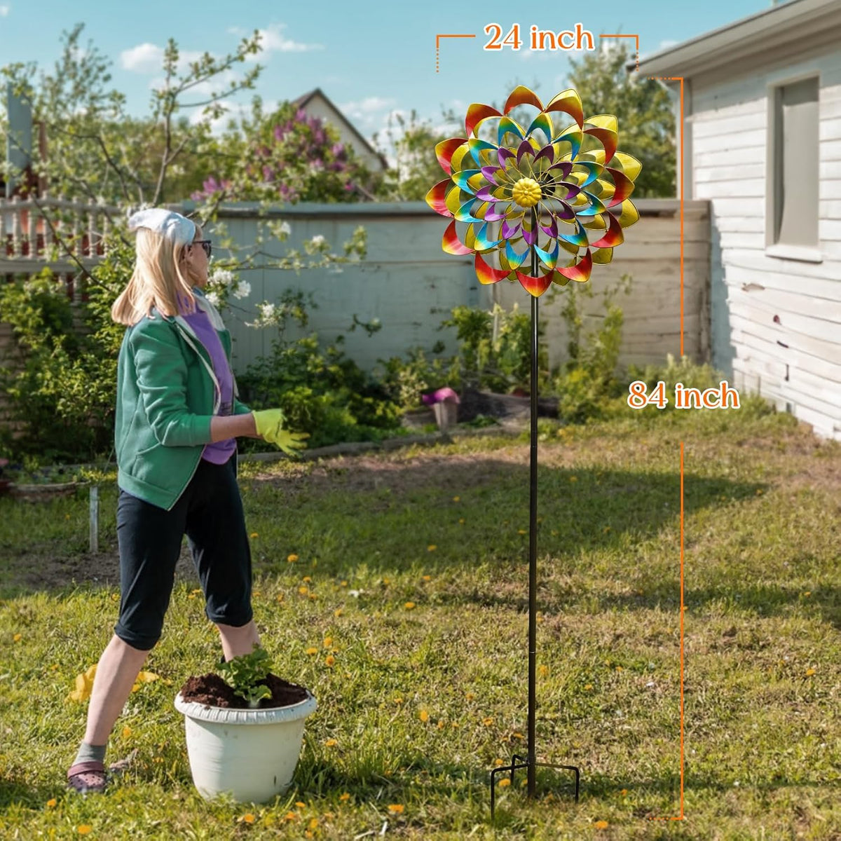 Wind Spinners Outdoor for Yard and Garden Large, Metal Wind Spinners & Wind Sculptures 84 inch