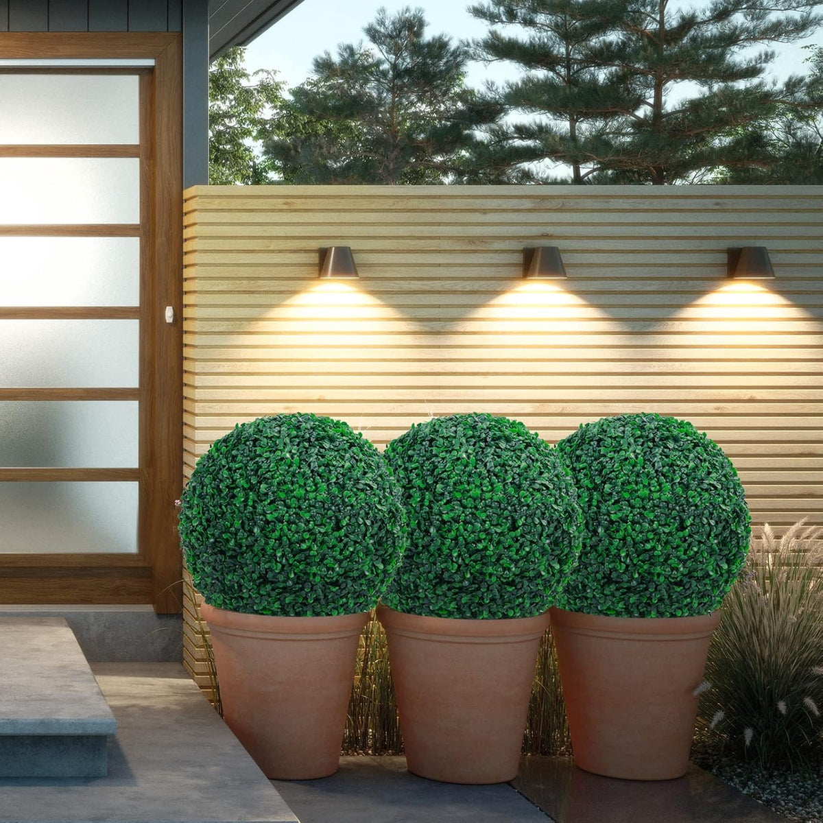 Sunnyglade 2 PCS 10 inch 4 Layers Artificial Plant Topiary Ball Faux Boxwood Decorative Balls for