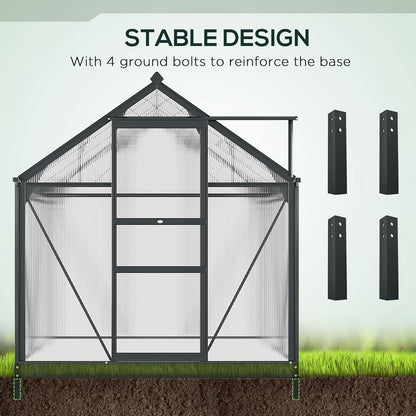 Outsunny 6' x 6' Greenhouse for Outdoors, Polycarbonate Greenhouse with Rain Gutter and Roof Vent