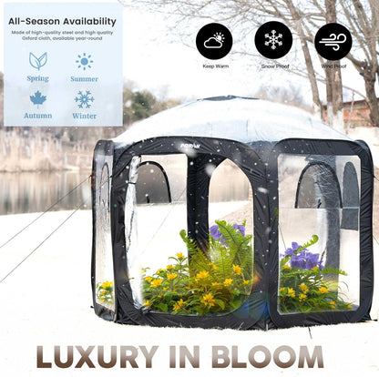 Porayhut Pop Up Greenhouse Tent,Portable Large Walk-in Plant House 10’X10’ ,Indoor Outdoor