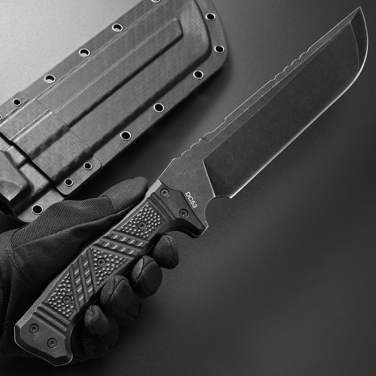 GTK32 Fixed Blade Knife DC53 Steel Blade Full Tang Nylon Fiberglass Handle Heavy Duty Knifes for