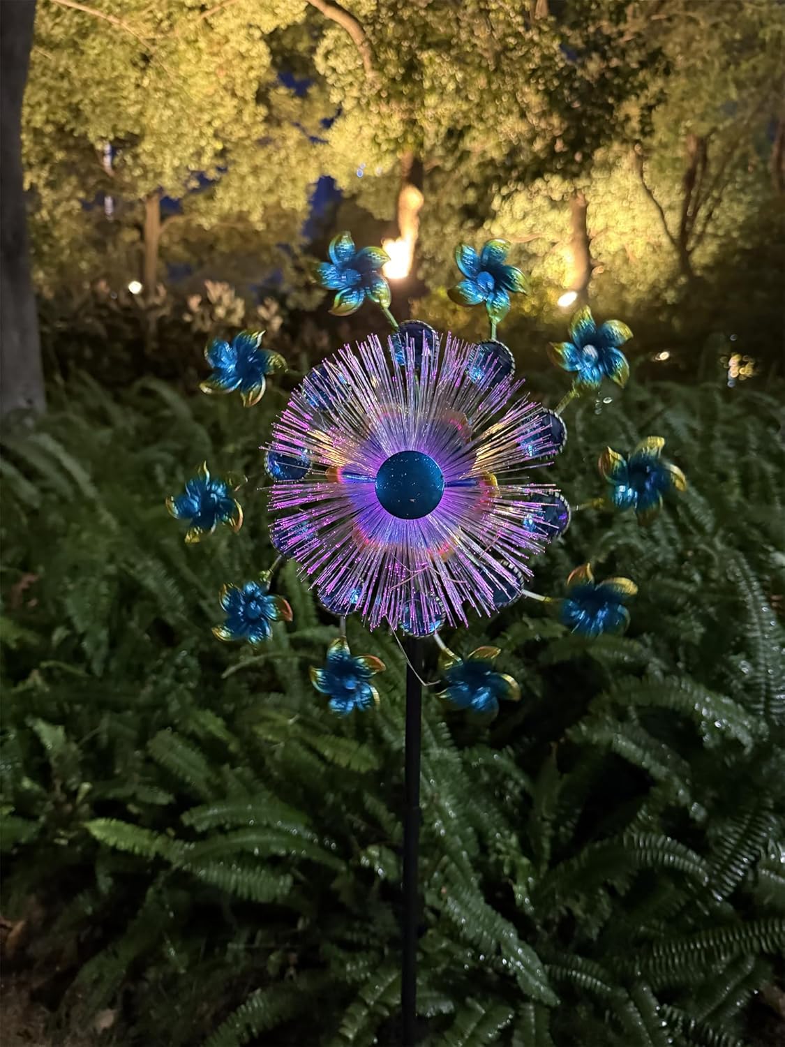 46" Flower Solar Wind Spinners for Yard and Garden, Sapphire Kinetic Windmill Wind Spinner Outdoor
