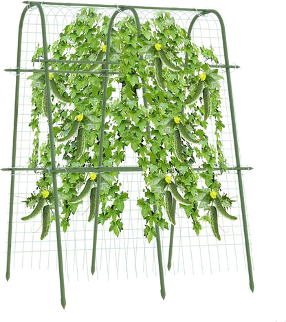 Extra Tall Metal Arch Trellis, 71X71 inch U-Shape Garden Trellis with Netting, Rust-Resistant PE