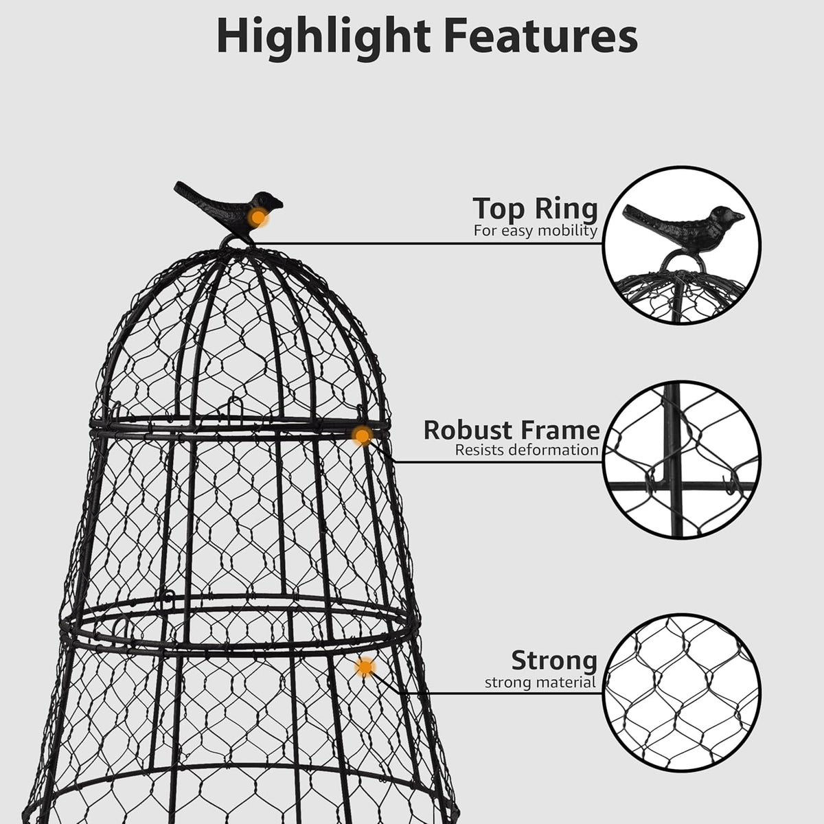Pack of 6 Heavy-Duty Chicken Wire Plant Cloches – Rustproof Garden Protectors and Plant Cages for