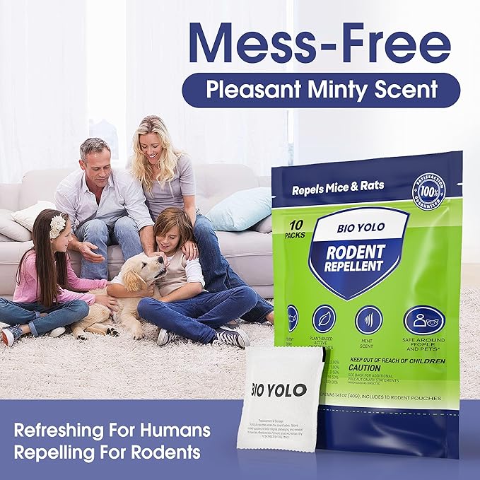 Rodent Repellent Pouches – Peppermint Oil, Plant-Powered – Repels Mice, Rats & Squirrels, Mouse