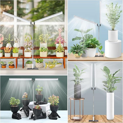 JCBritw Standing LED Grow Light，Adjustable Dual Head T12 Bar Plant Light, White 6500K Full Spectrum