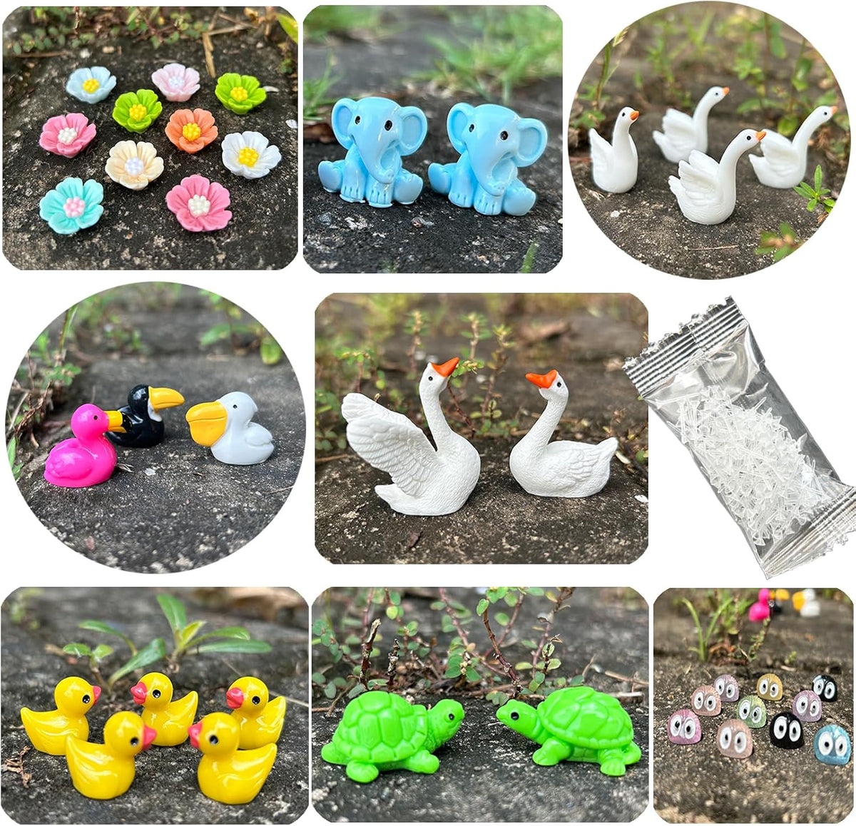 Mini Fairy Garden Accessories 103 PCS Mini Resin Animals for Terrarium Decor Bulk Miniature Garden