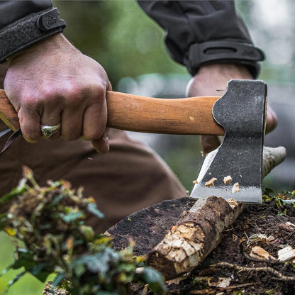 Prandi Segurin Hatchet 88 lb - Hickory Handle 11in with Leather String - Ideal for Camping, Travel