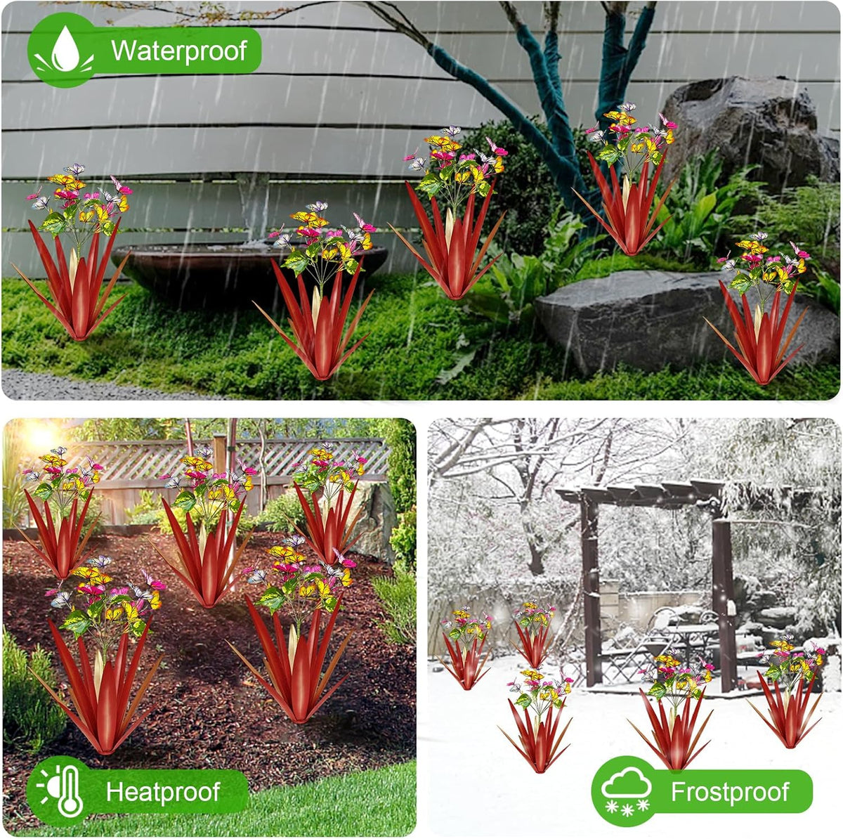 TOMBABY Garden Outdoor Butterfly Enlarge Thickened Wind Resistant Metal Agave Garden Art Metal