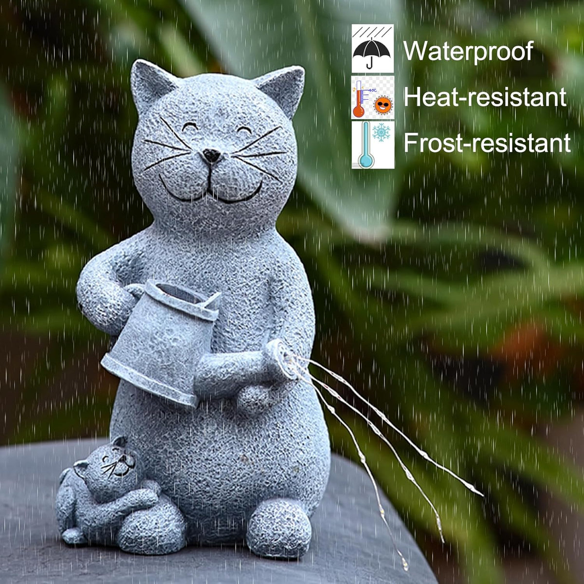 Solar Cat Garden Statues Outdoor Decor with LED Lights Lovely Cat Statue for Patio Balcony Yard