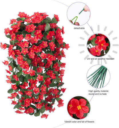 HyeFlora Artificial Fall Fake Hanging Plants Flowers for Outdoor Outside Autumn Decoration, 2 PCS