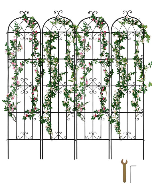 VEVOR Garden Trellis for Climbing Plants, 87 x 20 in, 4 Packs Rustproof Metal Garden Flower Rose