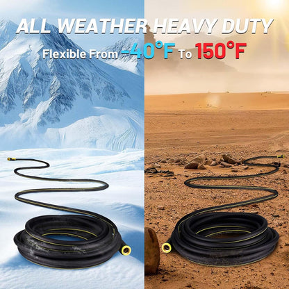 Garden Hose 50FT with 10 Pattern Spray Nozzle - PHLEX PRO Heavy-Duty Premium 5/8'' Rubber 3-Layer