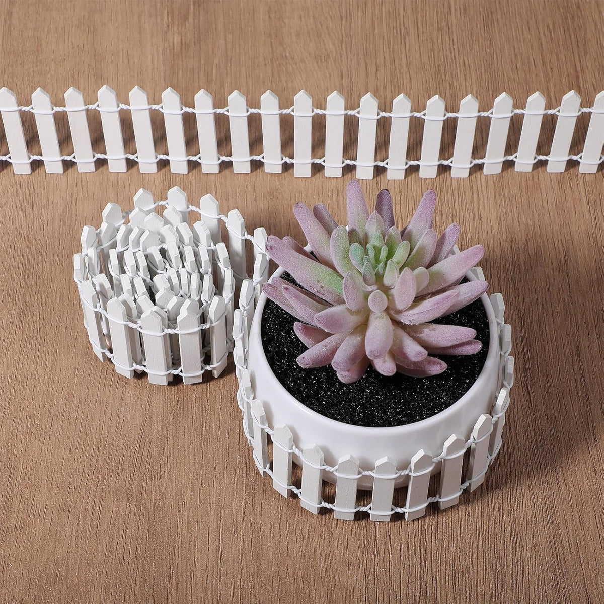 2pcs Mini Picket Fence, 34in Long Wooden Decorative Picket, Micro Landscape Little Ornaments for