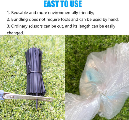 Plastic Black 4" Twist Ties, Reusable Cable Ties,Long Garbage Bag Twist Ties, Trash Bag Coated