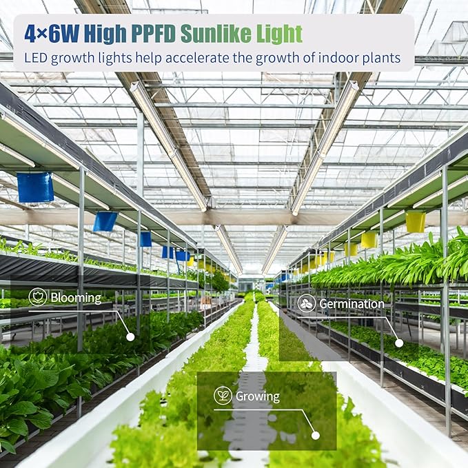 Grow Lights for Indoor Plants, 3000K Full Spectrum, 1FT Plant Growing Lamp with Side Switch, LED