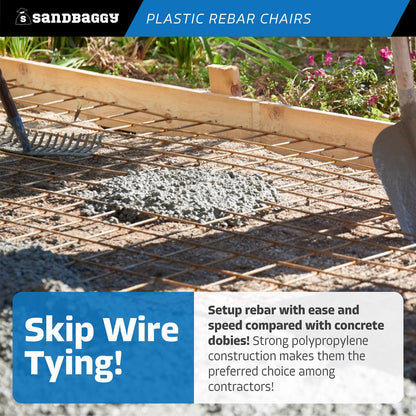 Sandbaggy Rebar Chair (Pack of 1000, 2-1/4 Inch) - Heavy Duty Plastic, Fits Rebar #3 to #5