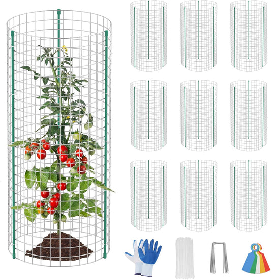 10-Set 12” x 24” Plant Protector from Animals, Hot-Dip Galvanized Metal Mesh Plant Cages