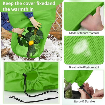 12 Packs Winter Plant Covers Freeze Protection Drawstring Tree Cover 23.62 x 31.5 in Large Reusable