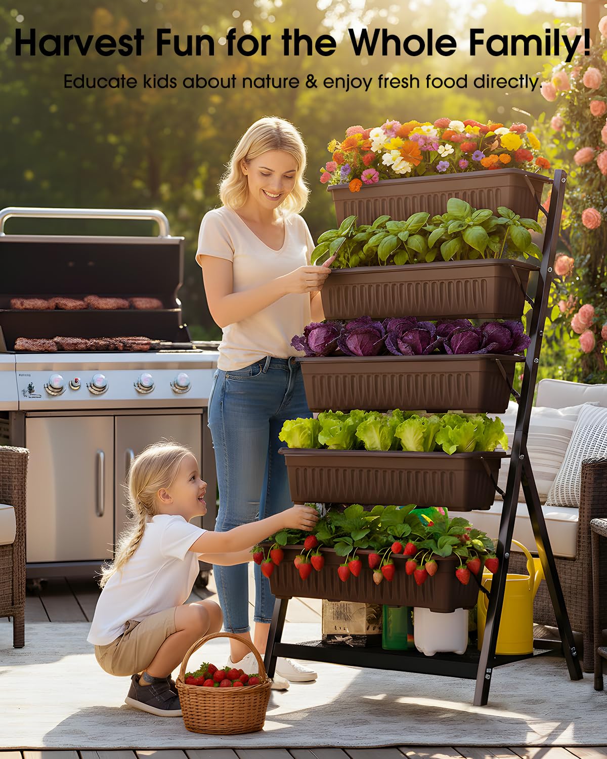 Olaiti 5-Tier Vertical Garden Bed Planter Boxes with Drainage System & Storage Space, Freestanding
