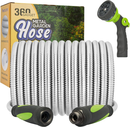 Garden Hose - Water Hose 50 FT with Swivel Handle & 8 Function Nozzle, Flexible, Heavy Duty, No