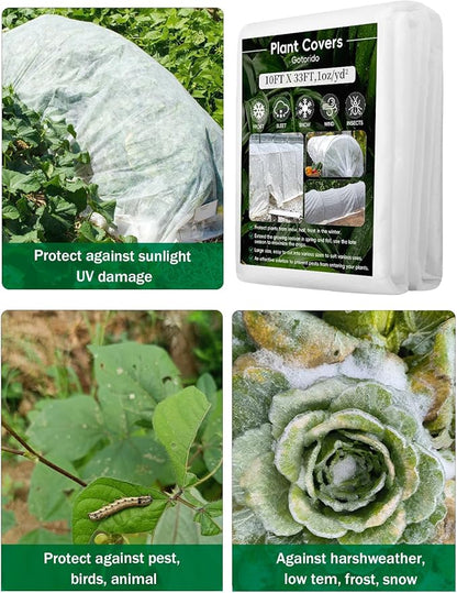 Plant Covers Freeze Protection, 10 ft x 33 ft 1.0 oz/yd² Reusable Frost Protection Floating Row